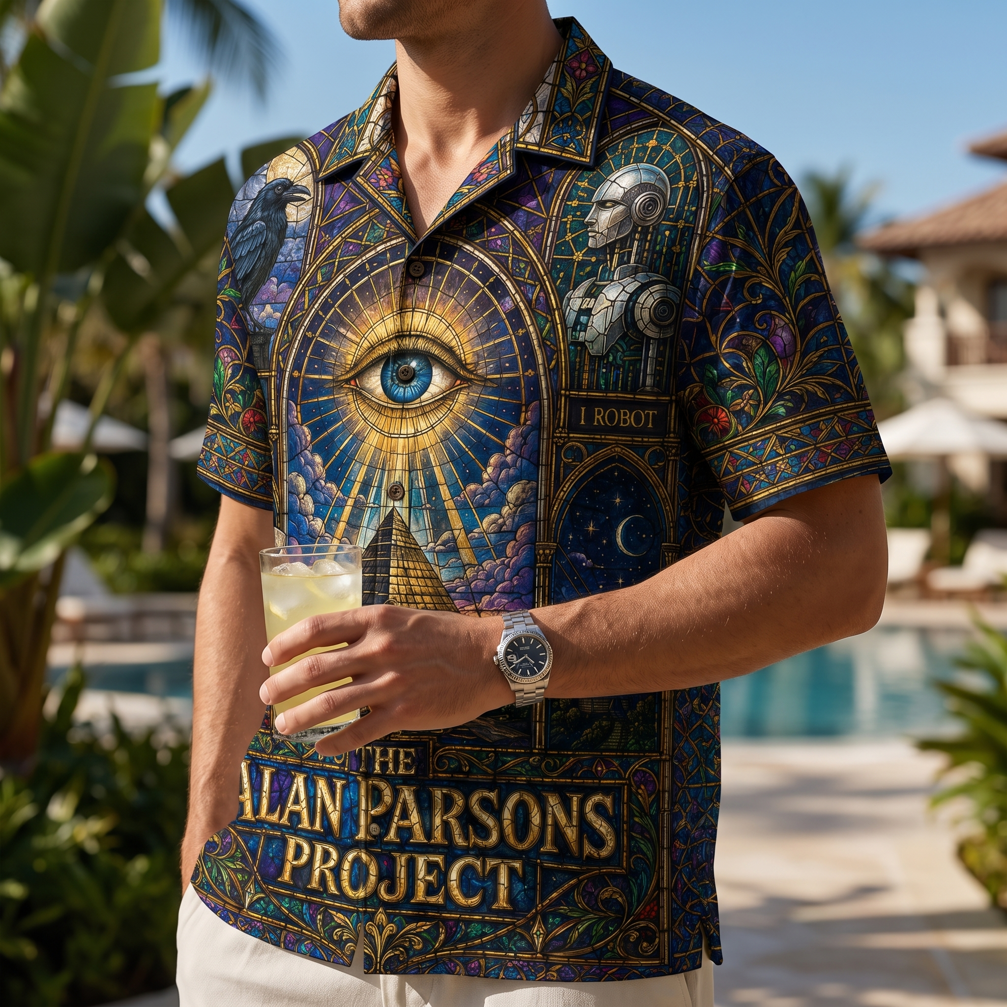 The Alan Parsons Project Stained Glass Hawaiian Shirt – Unisex Progressive Rock Button-Up QH