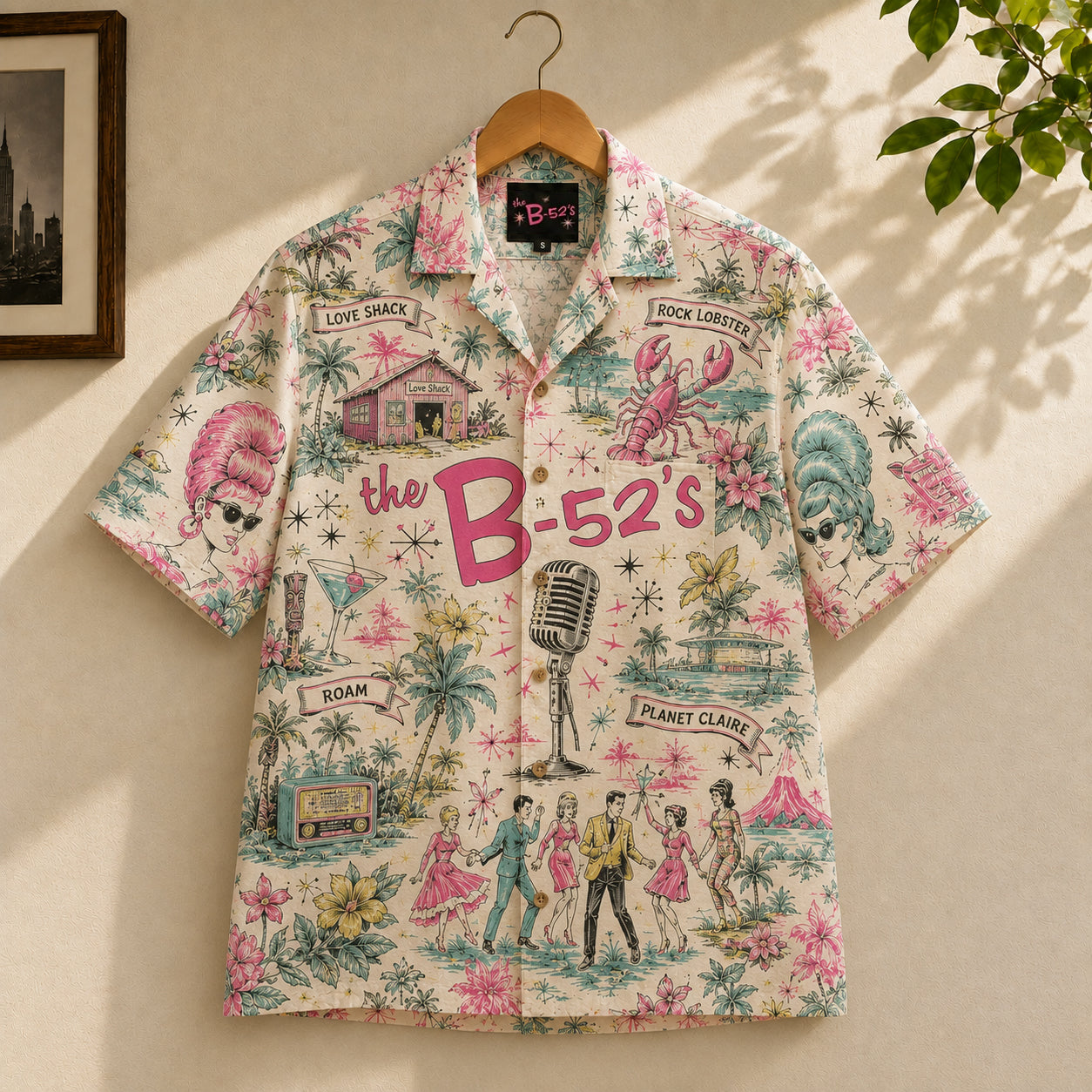 The B-52’s Retro Tropical Hawaiian Shirt – Unisex Rock Band Beach Vacation Button-Up QH