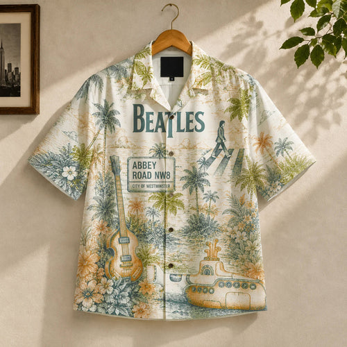 The Beatles Abbey Road Submarine Toile Hawaiian Shirt – Unisex Vintage Summer Button-Up QH