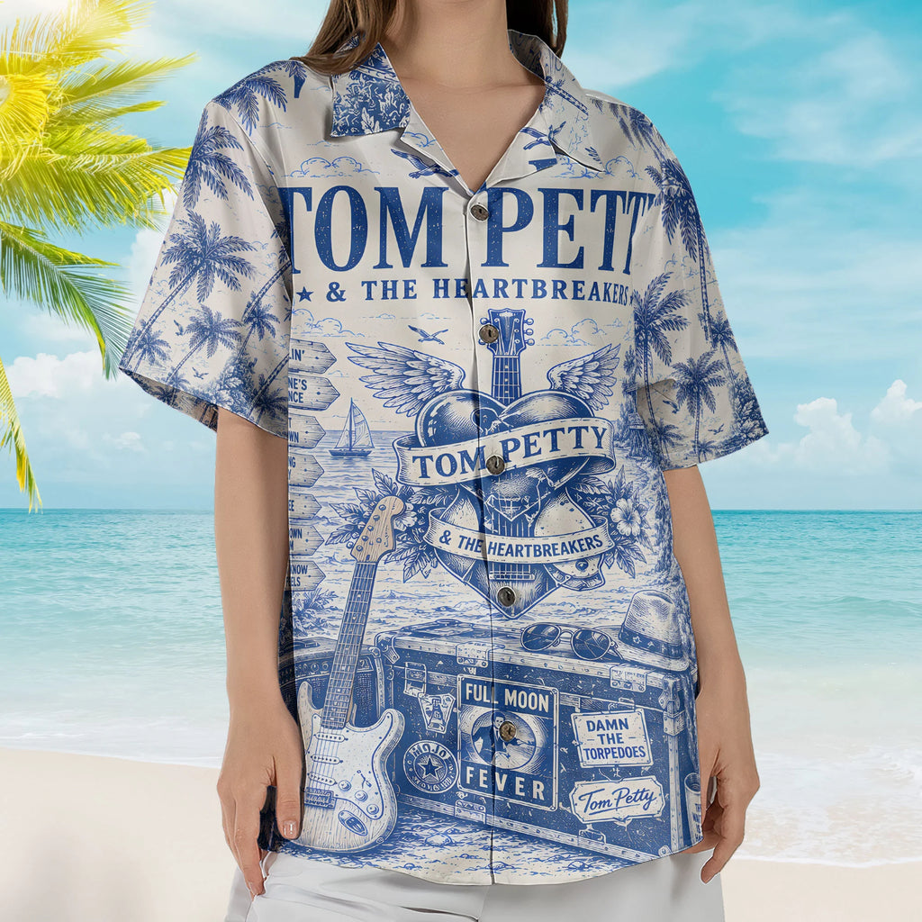 Tom Petty Ocean Scene Hawaiian Shirt – Unisex Heartbreakers Fan Gift Button-Up